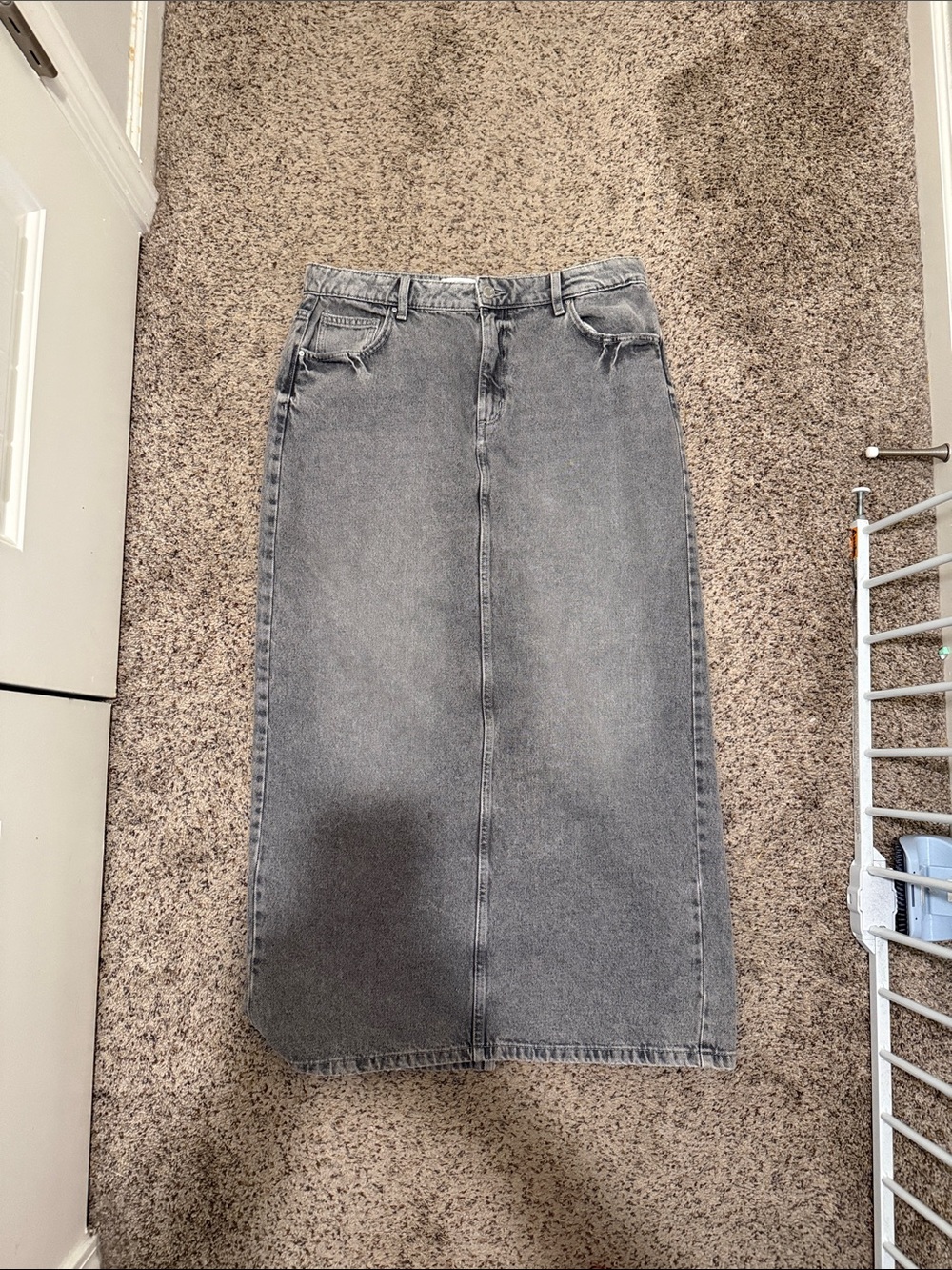 Cotton On Grey Washed Denim Maxi Skirt